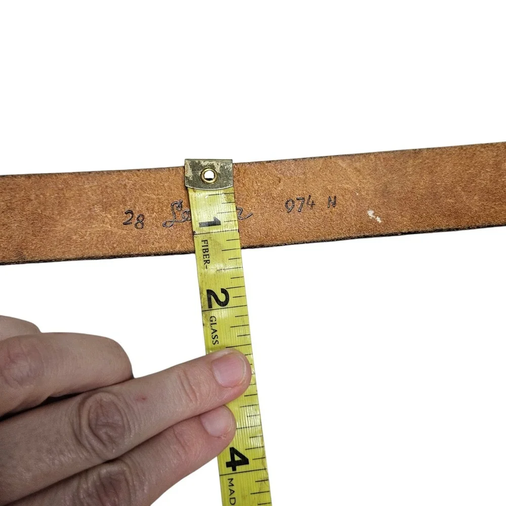 Vintage Leather Belt Tooled Floral Personalized DERRICK Western Style‎ Tan 28